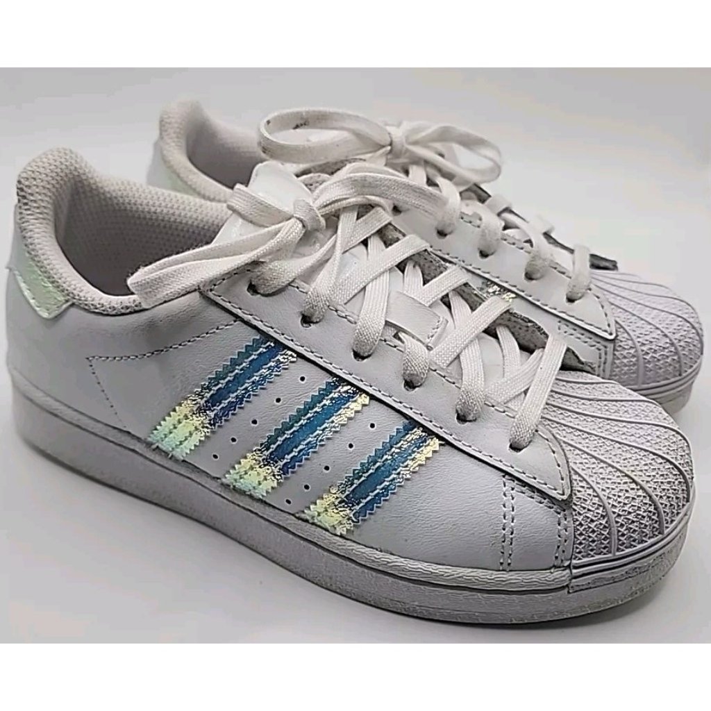 Adidas Superstar J Big Kids' Shoes Cloud White Silver Kids Size 13 Iridescent